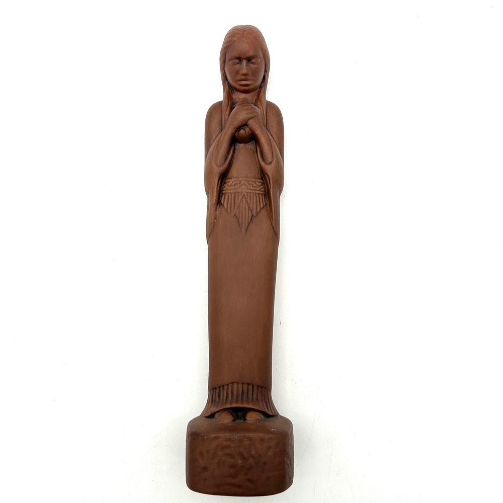 Handmade Cherokee Maiden Sculpture Vintage OS Brown Excellent Southwestern Art